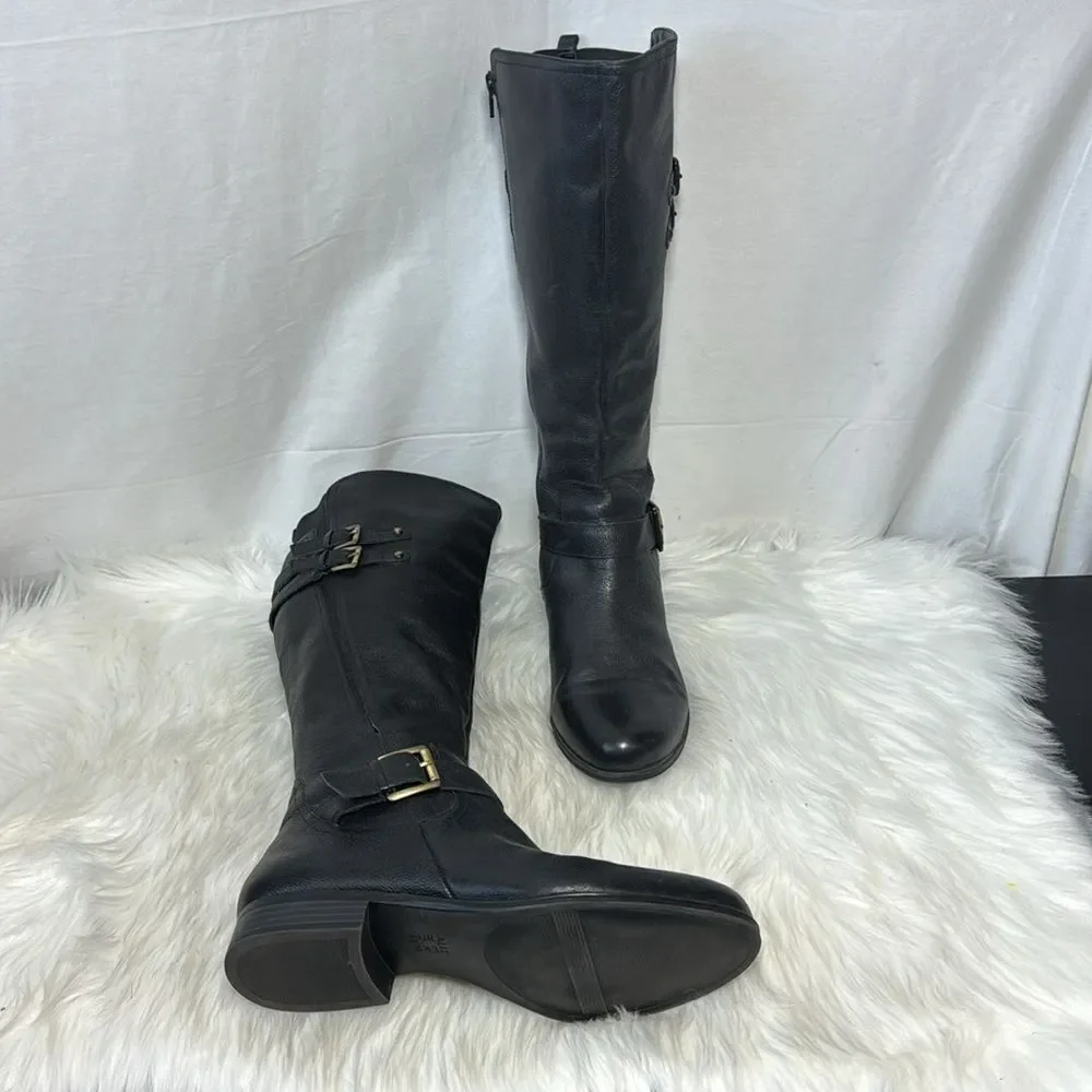Naturalizer Jessie Black Leather Riding Boots Sz 12 WIDE WIDTH‎